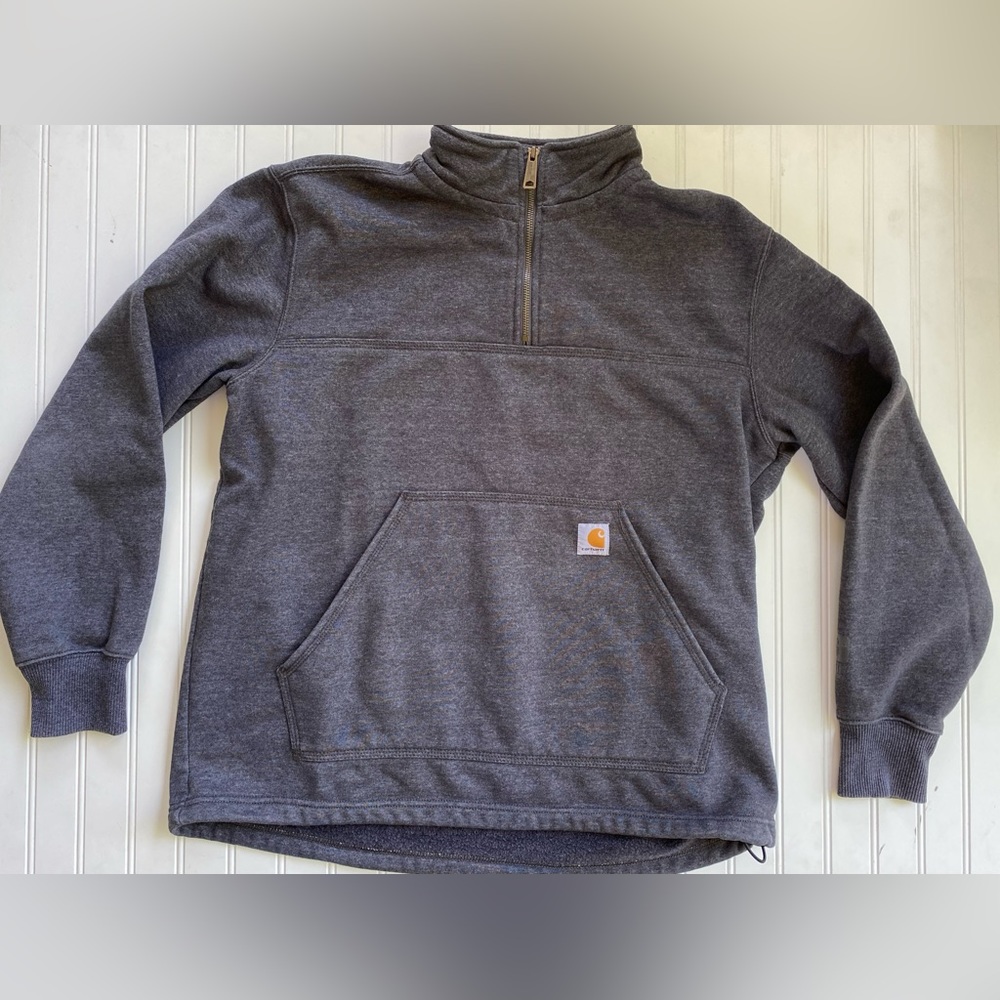 Gray Carhartt Pullover Quarter Zip Sweatshirt - Men’s Large